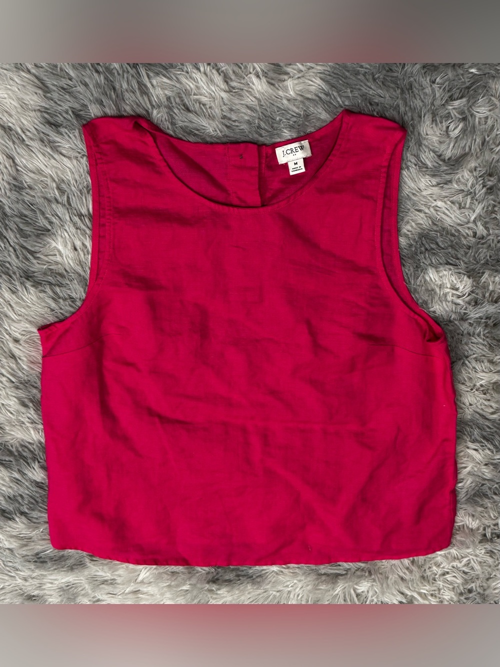 J.Crew Pink Linen Sleeveless Blouse Button Back Women’s Size M